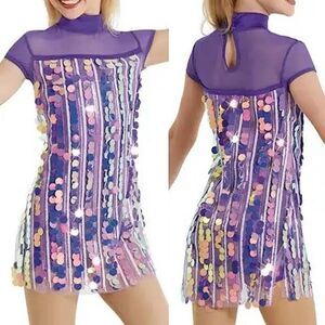 WEISSMAN solo Dance purple sequin disco dress Sit Still Look Pretty 12390 MC